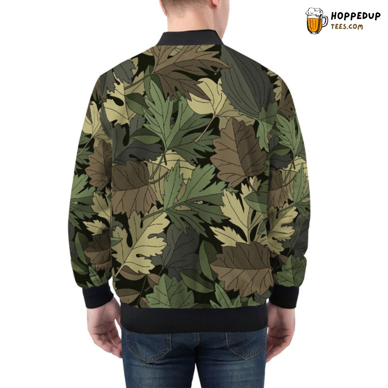Nature’s Camouflage Leaves Pattern on a Bomber Jacket