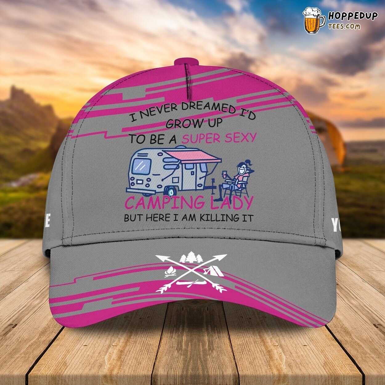 Nature’s Serenity Personalized 3D Classic Cap Embracing Camping Lady Love