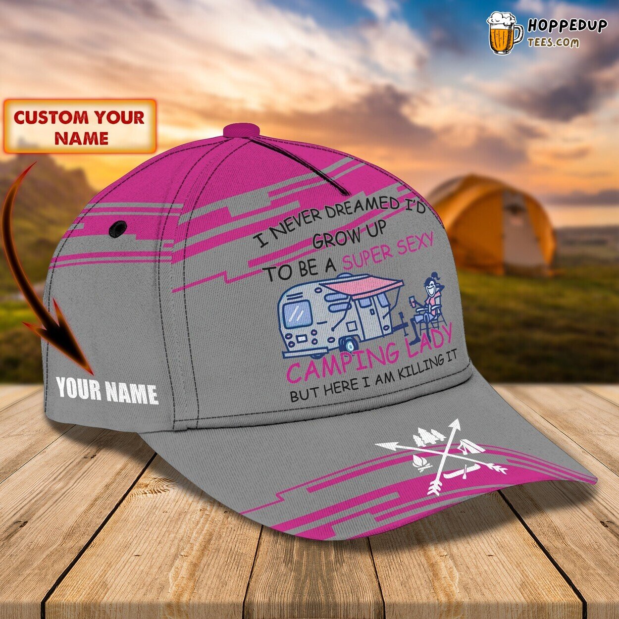 Nature’s Serenity Personalized 3D Classic Cap Embracing Camping Lady Love