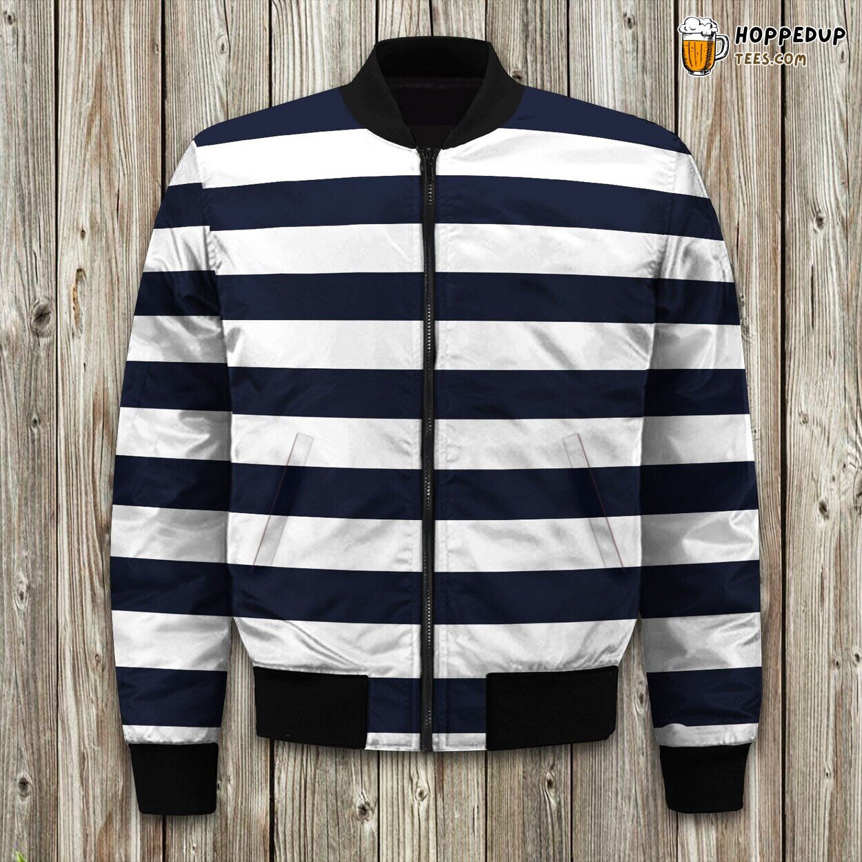 Nautical Anchor Design Winter Bomber Jacket Sailing Lover’s Elegance