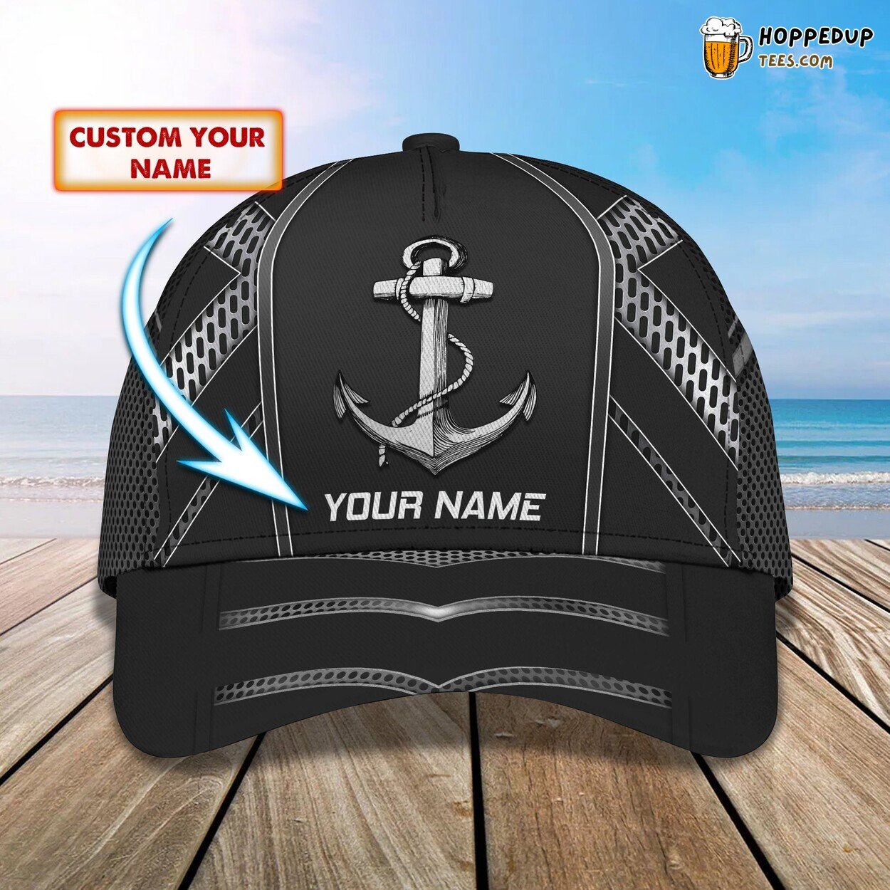 Nautical Anchor Theme 3D Classic Cap Personalized Unique Name Design