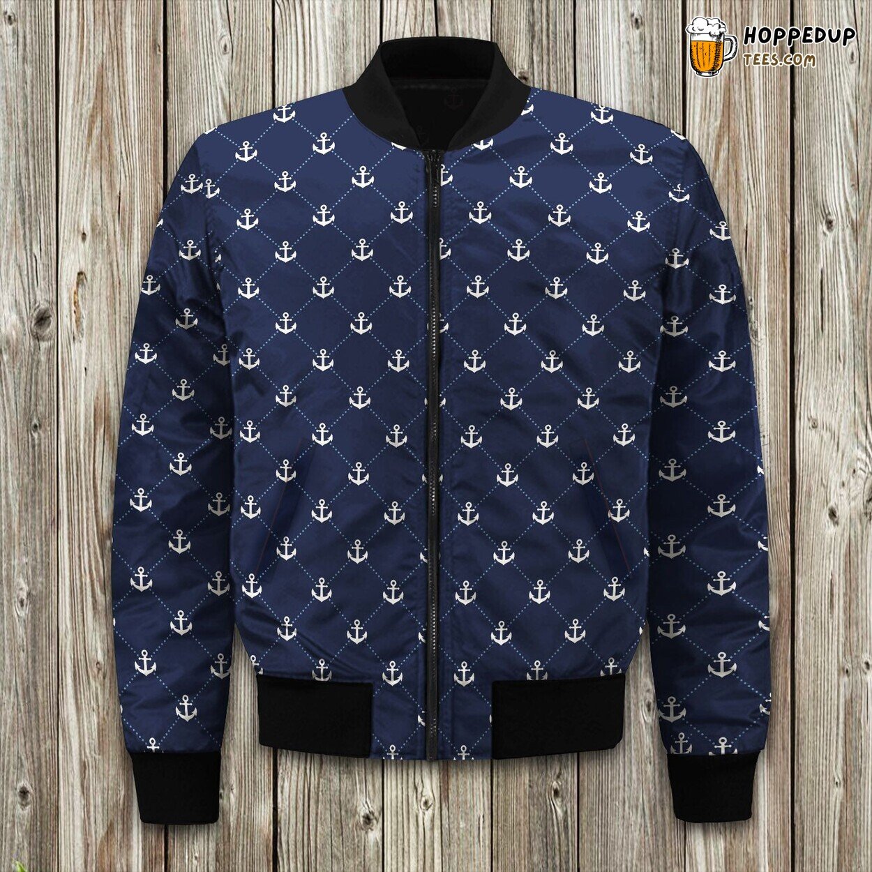 Nautical Anchor Theme Winter Bomber Jacket Exquisite Design Luxe