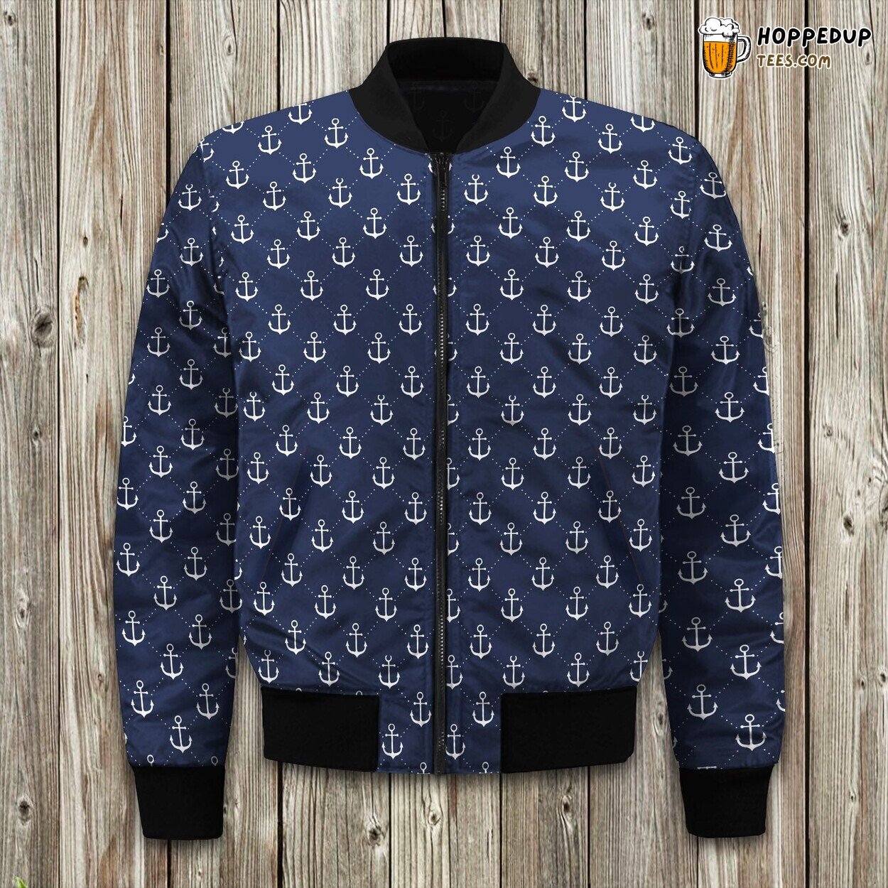 Nautical Anchor Theme Winter Bomber Jacket Premium Quality Design