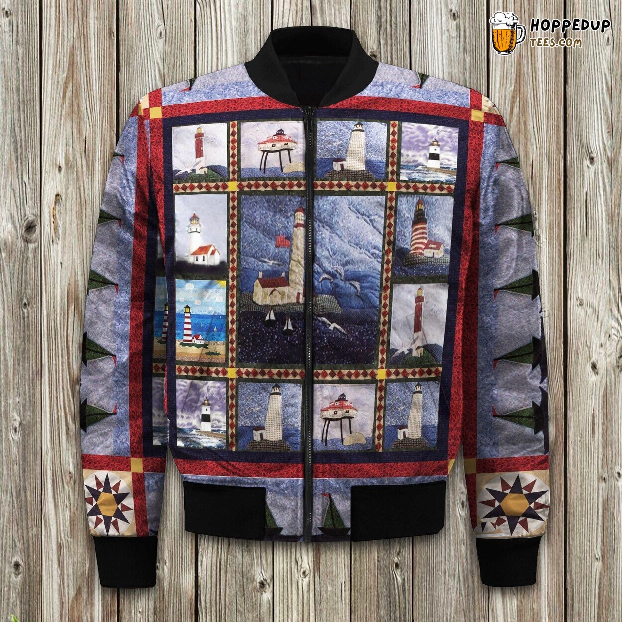 Nautical Lighthouse Design Winter Bomber Jacket Premium Quality Lux
