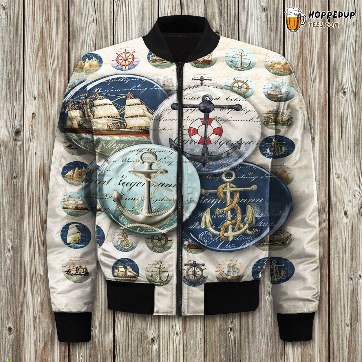 Nautical Theme Winter Bomber Jacket Premium Coastal Inspirational Designer Series