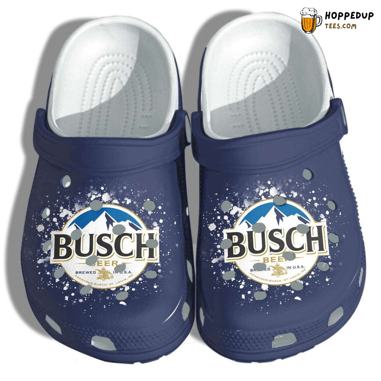 Navy Busch Beer Latte Lover Theme Clog Shoes Unique Beverage Fans Gift