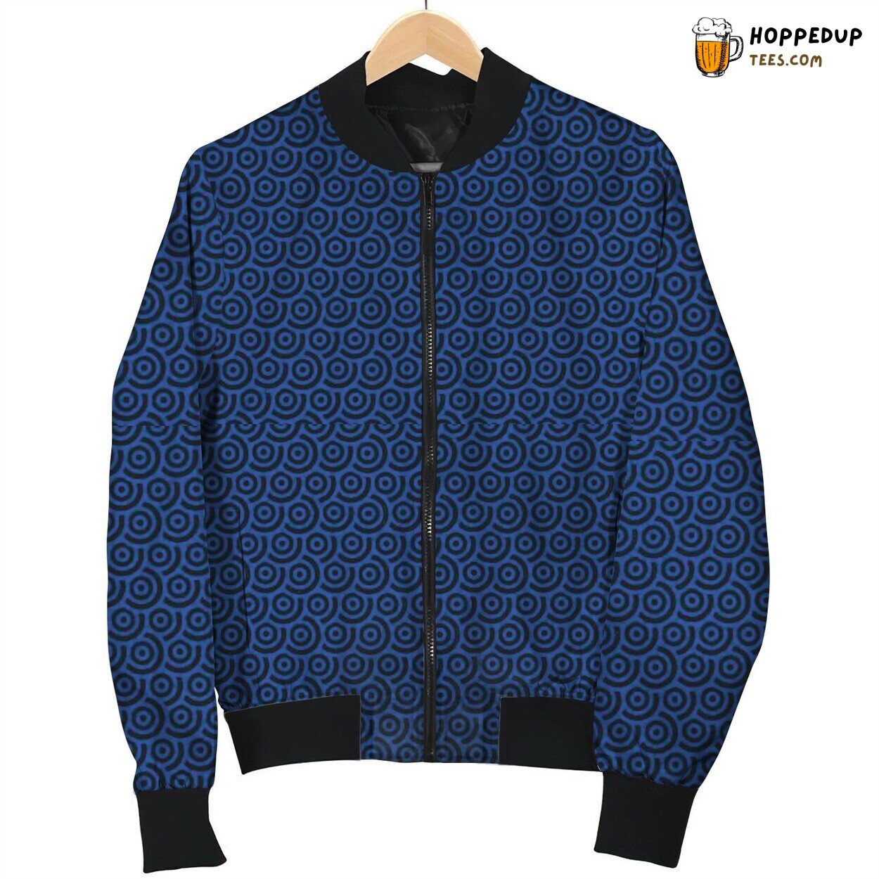 Navy Circles Pattern Bomber Jacket