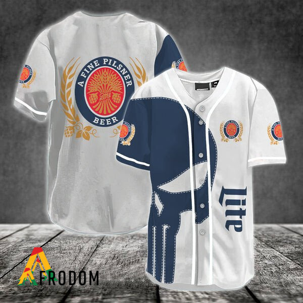 Navy Skull Miller Lite Baseball Jersey HU