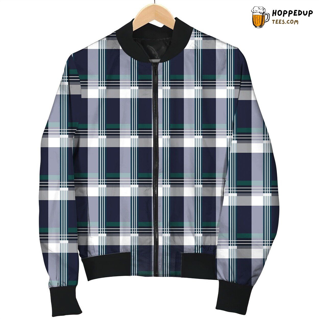 Navy Tattersall Cool Bomber Jacket