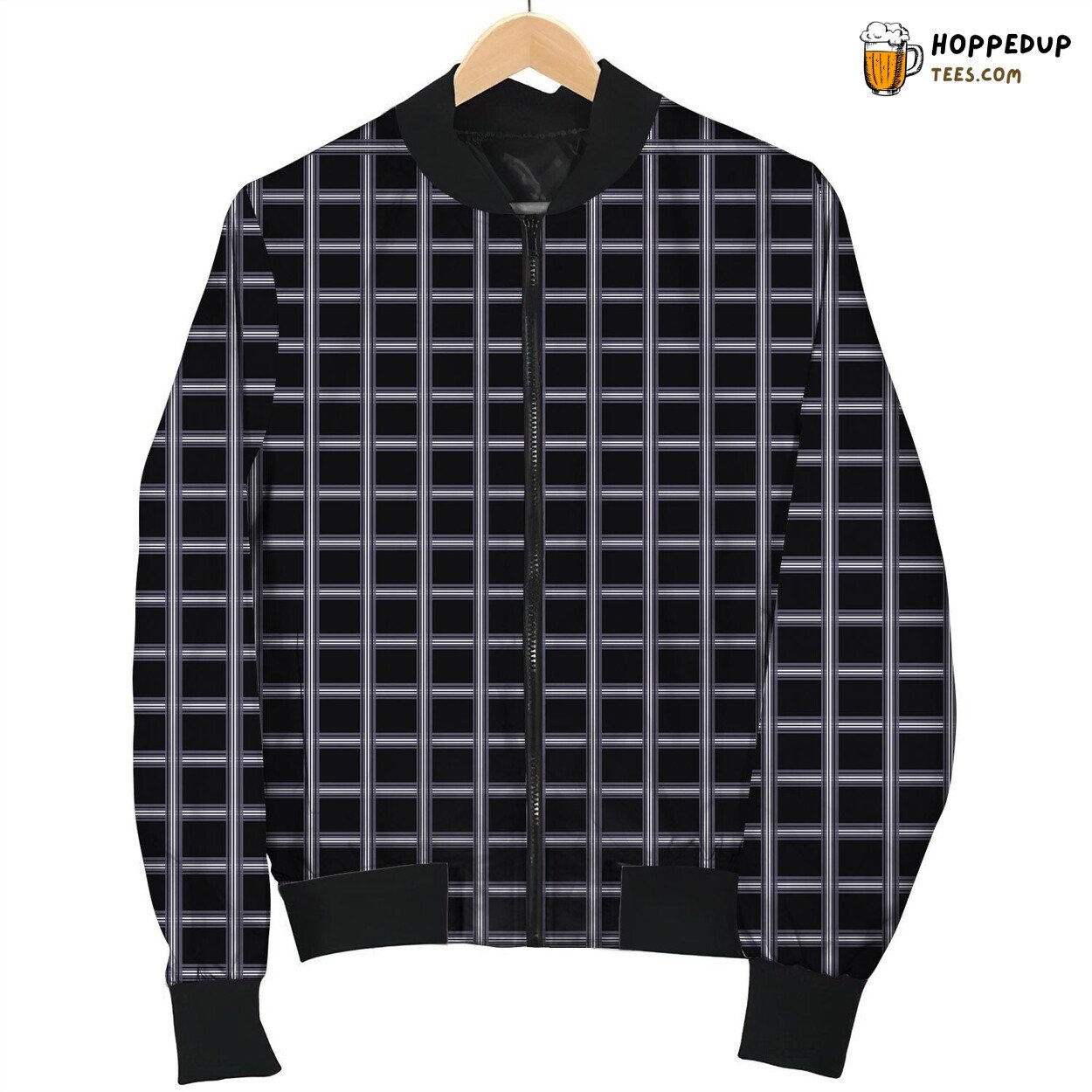 Navy Tattersall Print Winter Bomber Jacket Classic Elegance