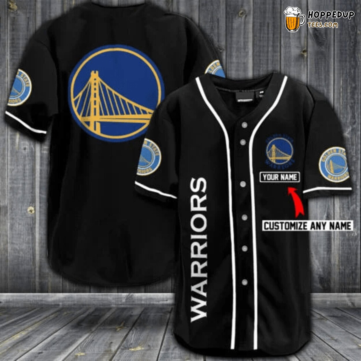 NBA Golden State Warriors Custom Name Black Edition Baseball Jersey Unisex Shirt
