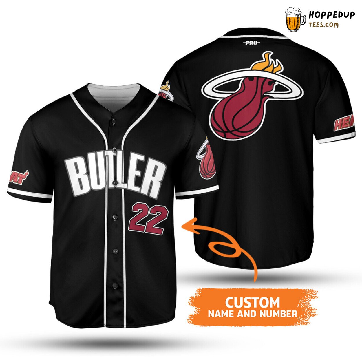 NBA Miami Heat Custom Name Number Black Baseball Jersey Unisex Shirt