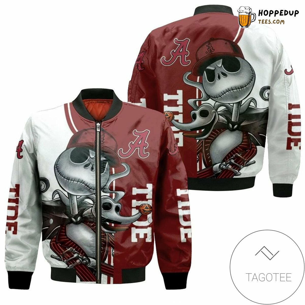 NCAA Alabama Crimson Tide Jack Skellington And Zero Bomber Jacket