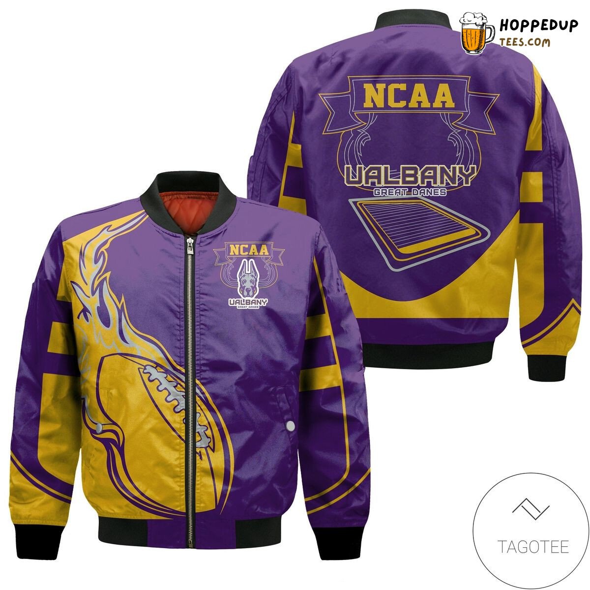 NCAA Albany Great Danes Fire Football Bomber Jacket