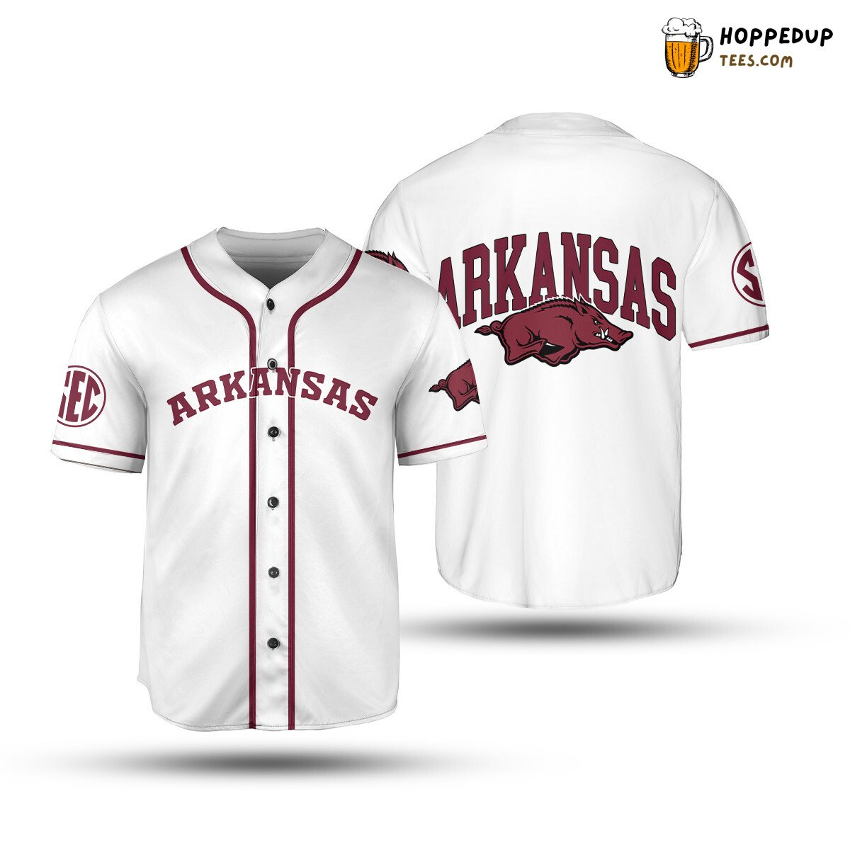 NCAA Arkansas Razorbacks White Baseball Jersey Unisex Shirt