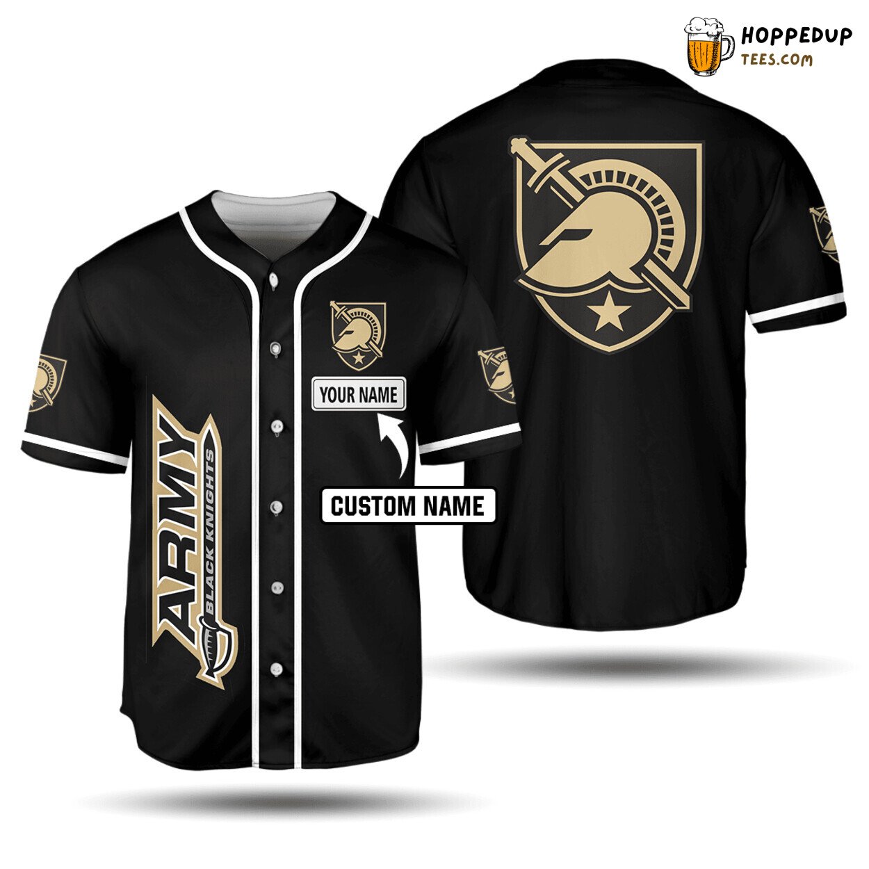 NCAA Army Black Knights Custom Name Black Baseball Jersey Unisex Shirt