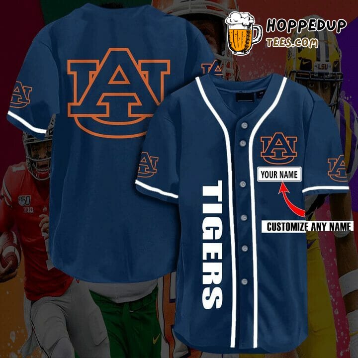 NCAA Auburn Tigers Custom Name Blue Baseball Jersey Unisex Shirt