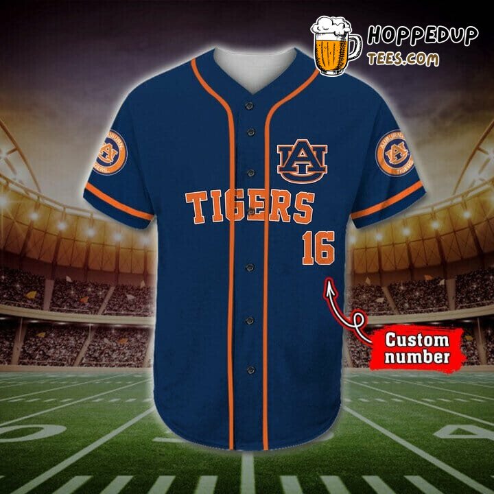 NCAA Auburn Tigers Custom Name Number Mascot Baseball Jersey Unisex Shirt