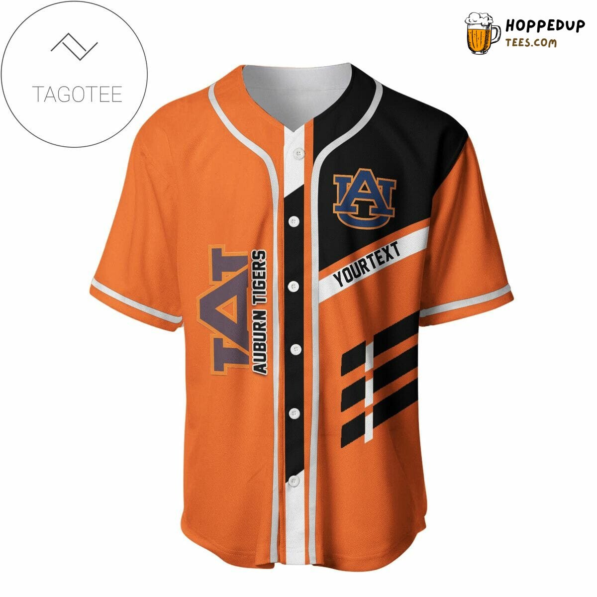 NCAA Auburn Tigers Custom Text Orange Black Baseball Jersey Unisex Shirt