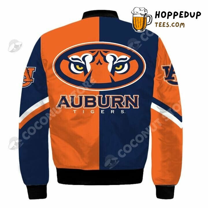 NCAA Auburn Tigers Orange Navy Blue Stylish Bomber Jacket