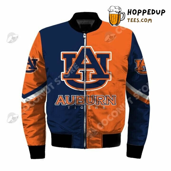 NCAA Auburn Tigers Orange Navy Blue Stylish Bomber Jacket
