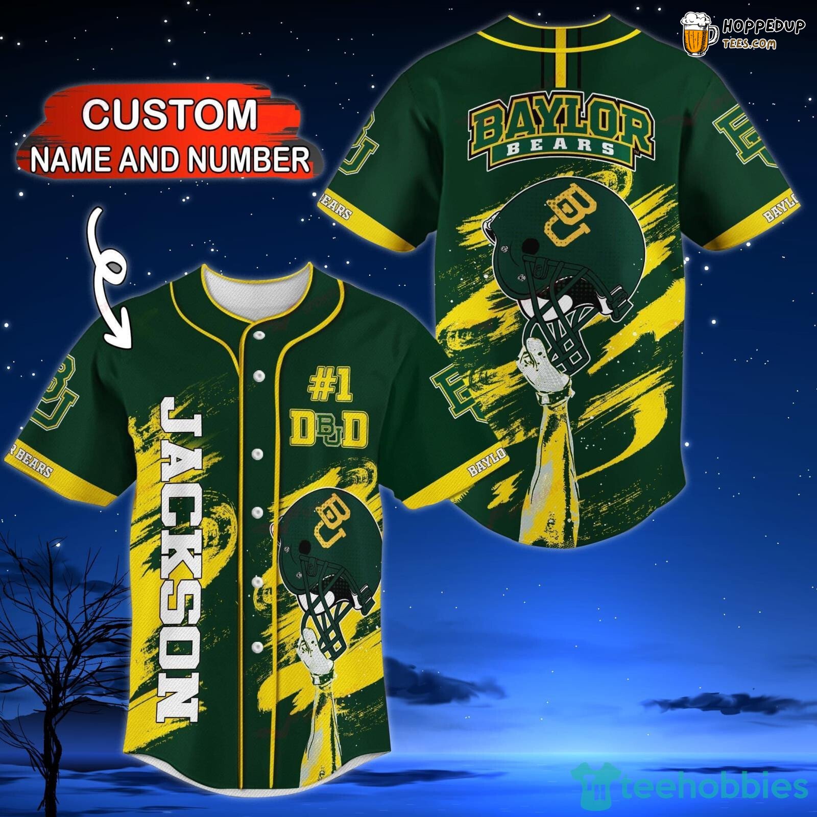 NCAA Baylor Bears Custom Name Number Gift For Dad Baseball Jersey Unisex Shirt