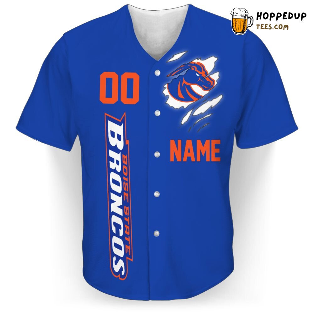 NCAA Boise State Broncos Custom Name Number Blue Scratch Baseball Jersey Unisex Shirt NCAA Boise State Broncos Custom Name Number Blue Scratch Baseball Jersey Unisex Shirt