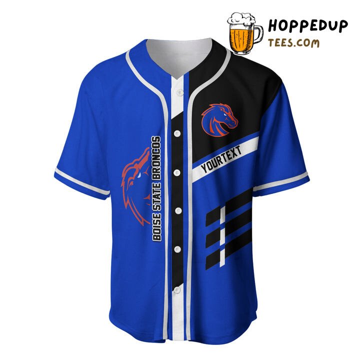 NCAA Boise State Broncos Custom Text Blue Black Baseball Jersey Unisex Shirt