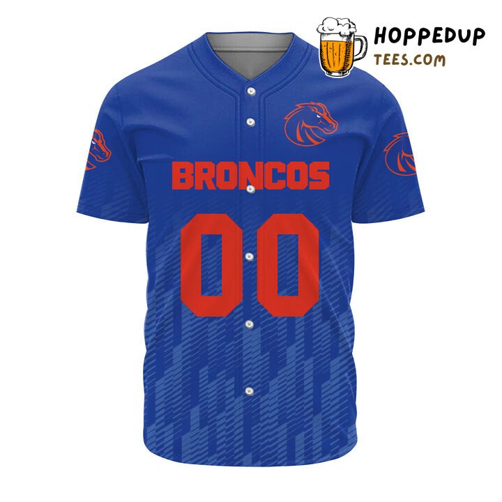 NCAA Boise State Broncos Custom Text Number Blue Ombre Baseball Jersey Unisex Shirt NCAA Boise State Broncos Custom Text Number Blue Ombre Baseball Jersey Unisex Shirt