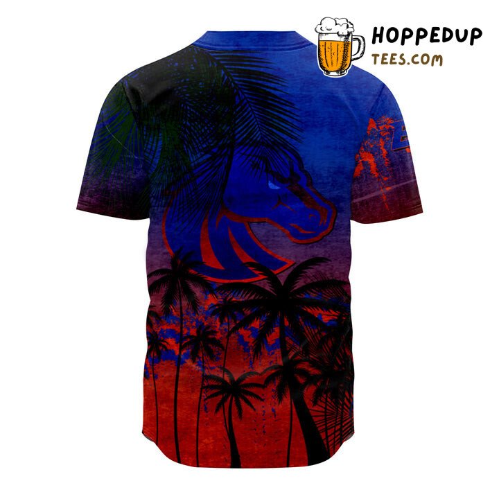 NCAA Boise State Broncos Orange Blue Coconut Tree Grunge Baseball Jersey Unisex Shirt
