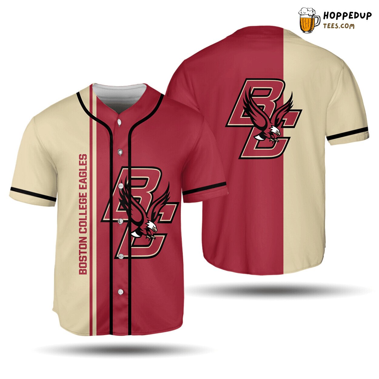 NCAA Boston College Eagles Half Style Baseball Jersey Unisex Shirt