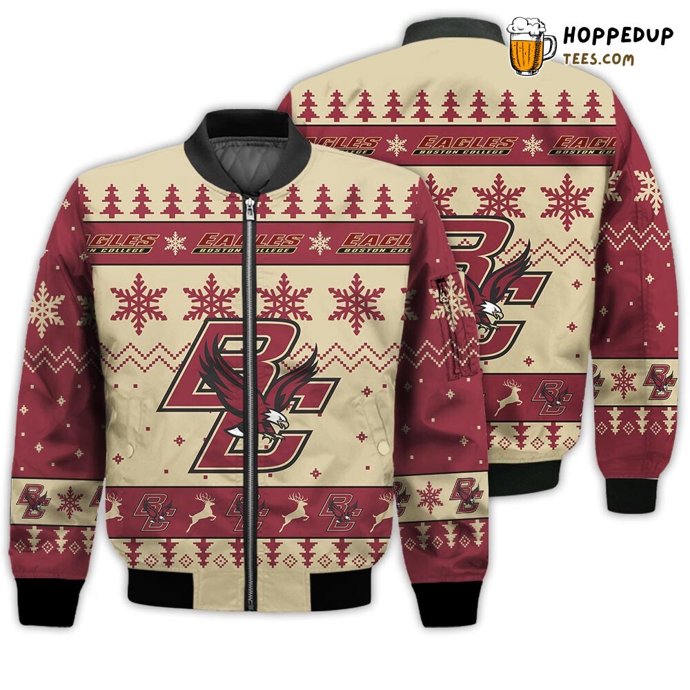 NCAA Boston College Eagles Ugly Christmas Bomber Jacket