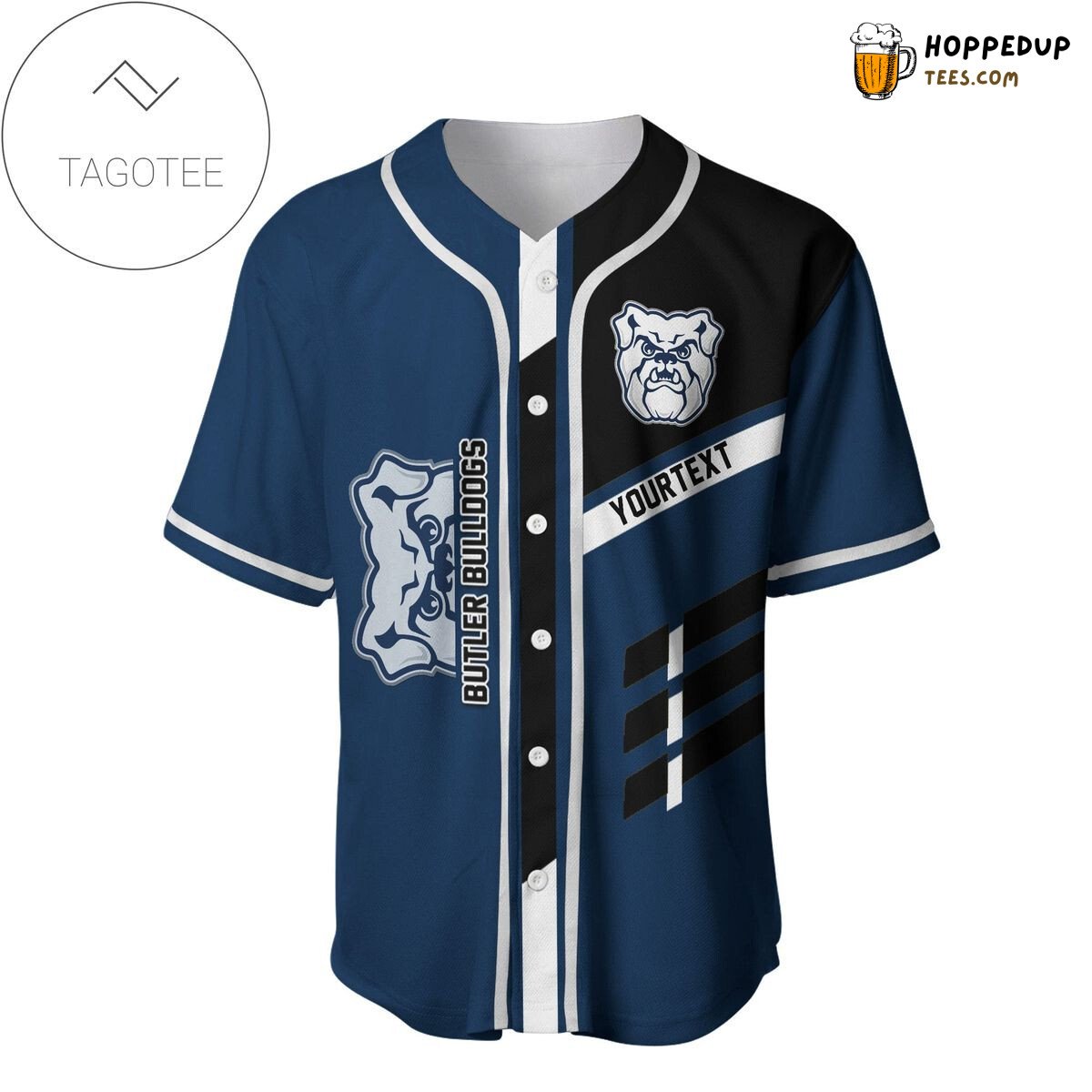 NCAA Butler Bulldogs Custom Name Blue Black Baseball Jersey Unisex Shirt