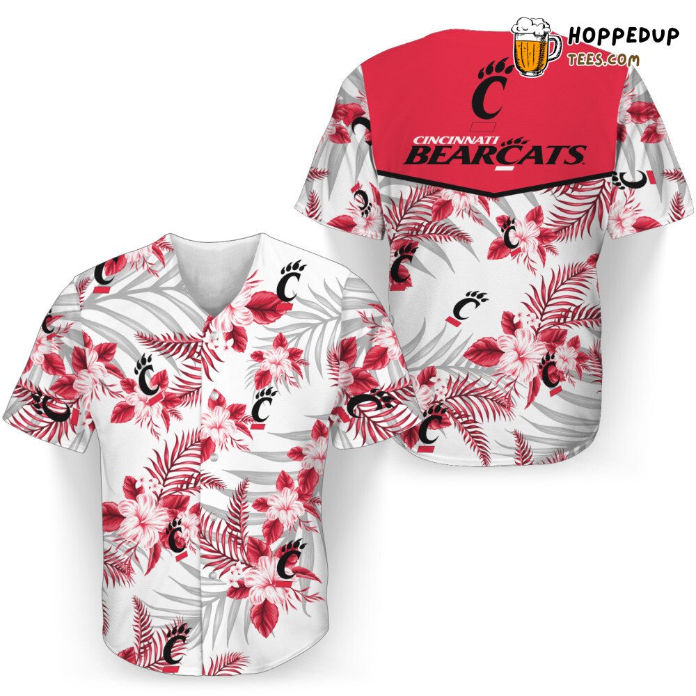 NCAA Cincinnati Bearcats Flowers White Baseball Jersey Unisex Shirt NCAA Cincinnati Bearcats Flowers White Baseball Jersey Unisex Shirt
