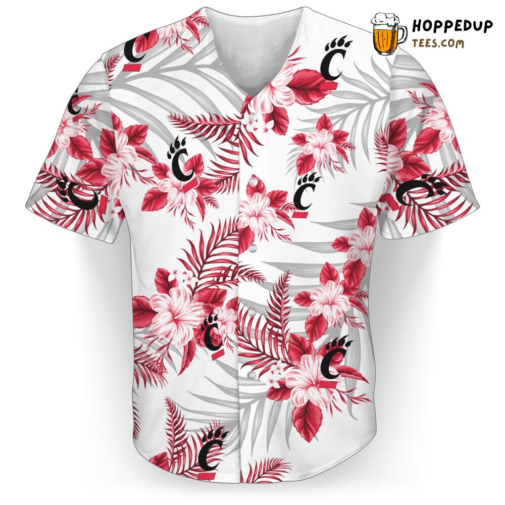 NCAA Cincinnati Bearcats Flowers White Baseball Jersey Unisex Shirt