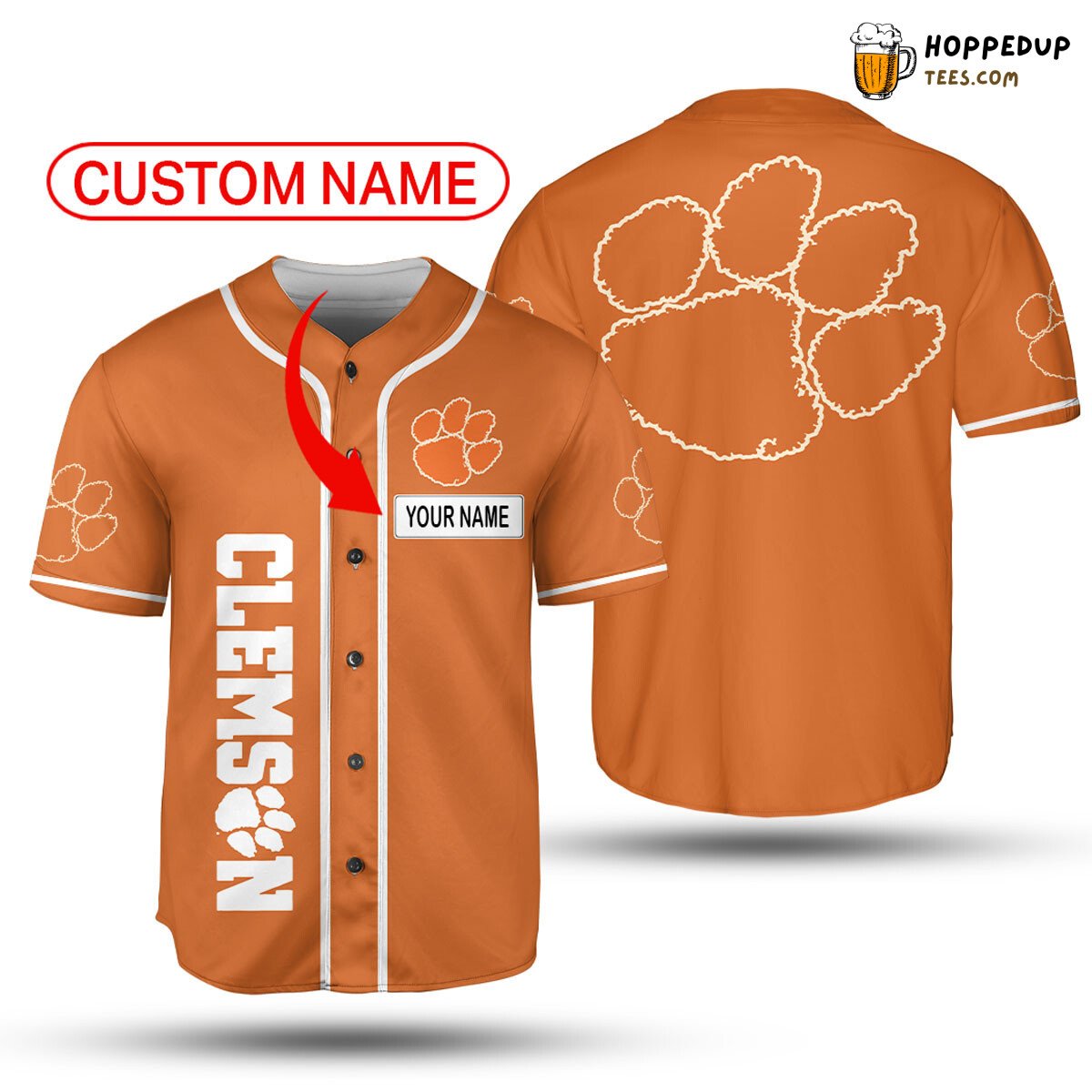 NCAA Clemson Tigers Custom Name Orange Baseball Jersey Unisex Shirt