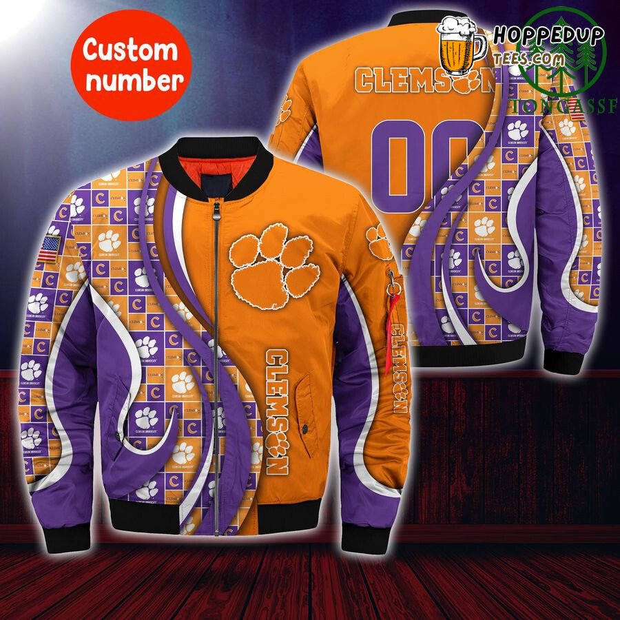NCAA Clemson Tigers Custom Number Bomber Jacket NCAA Clemson Tigers Custom Number Bomber Jacket