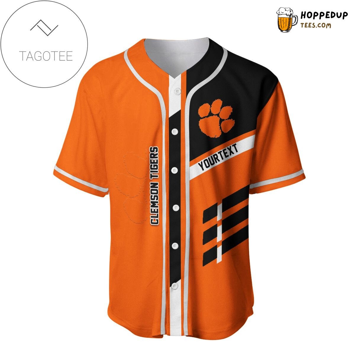 NCAA Clemson Tigers Custom Text Orange Black Baseball Jersey Unisex Shirt