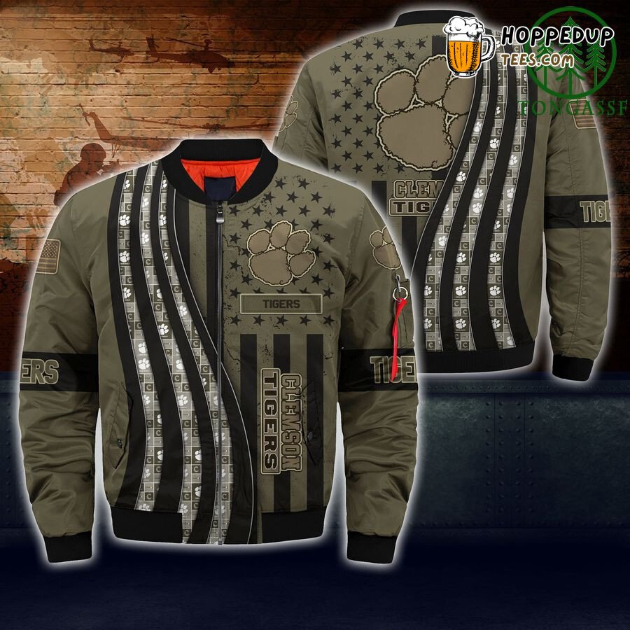 NCAA Clemson Tigers Full Zip Bomber Jacket in Classic Orange