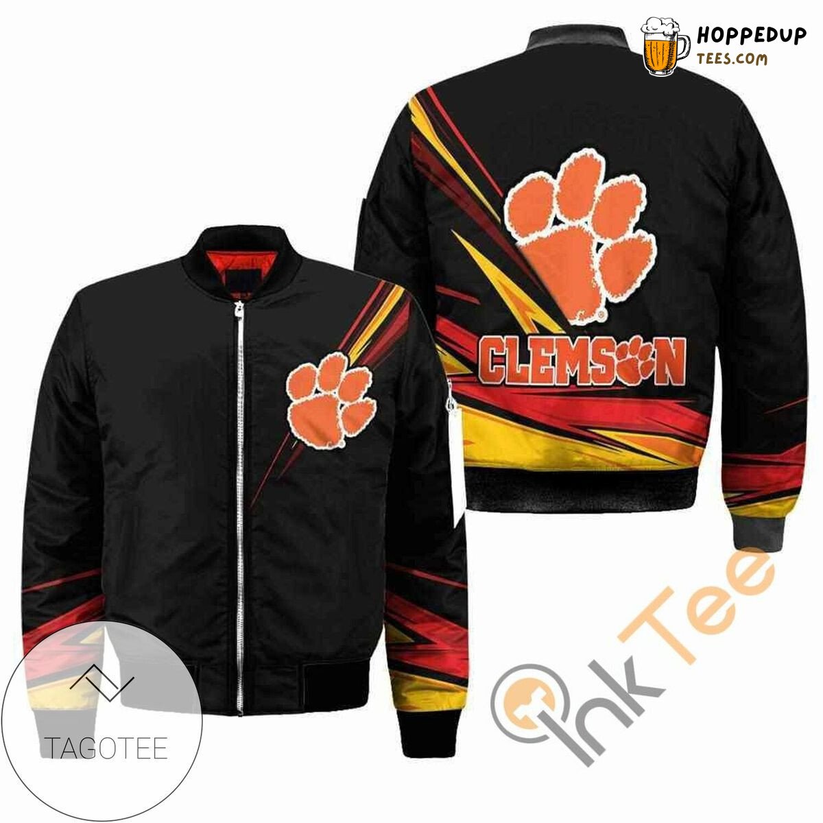 NCAA Clemson Tigers Stylish Black Premium Bomber Jacket Trim