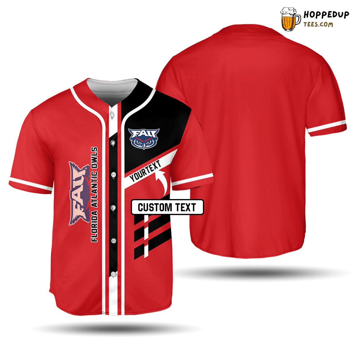 NCAA Florida Atlantic Owls Custom Text Baseball Jersey Unisex Shirt