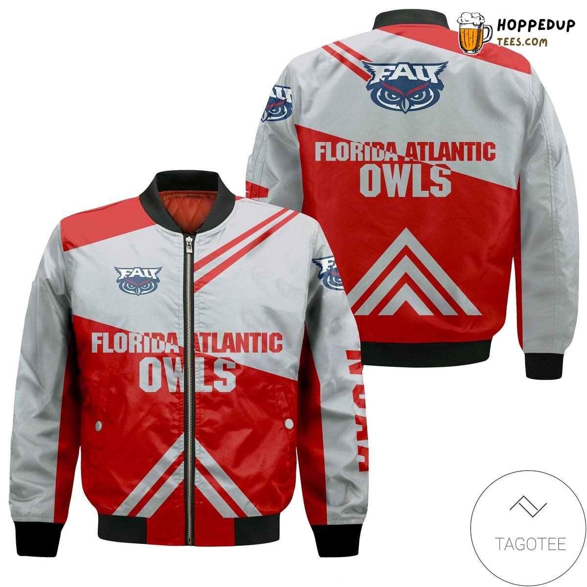 NCAA Florida Atlantic Owls Stripes Cross Shoulders Bomber Jacket