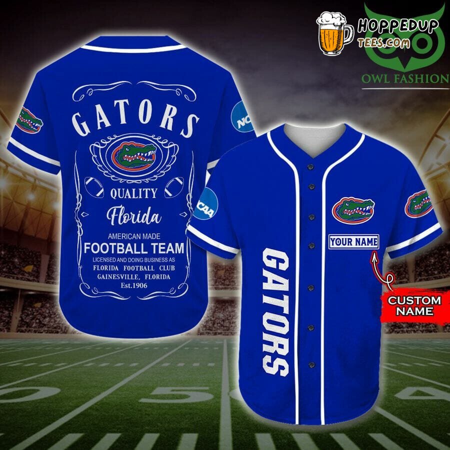NCAA Florida Gators Custom Name Blue Baseball Jersey Unisex Shirt
