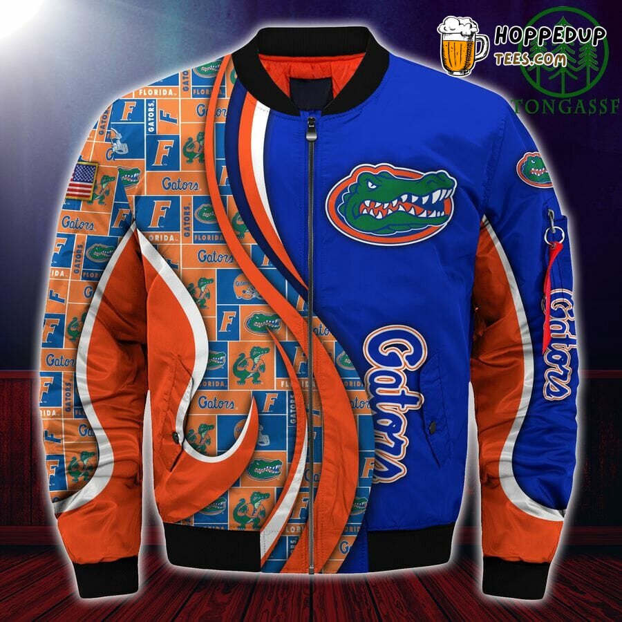 NCAA Florida Gators Custom Number Blue Orange Bomber Jacket