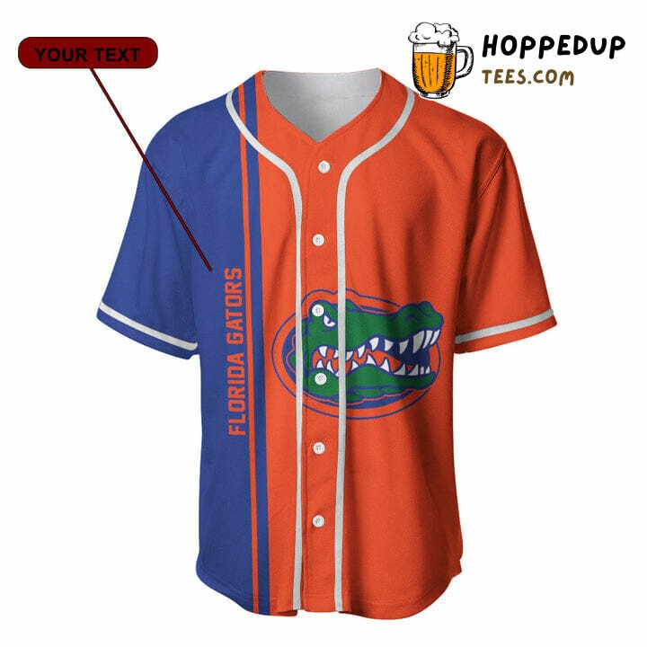 NCAA Florida Gators Custom Text Number Orange Blue Baseball Jersey Unisex Shirt NCAA Florida Gators Custom Text Number Orange Blue Baseball Jersey Unisex Shirt