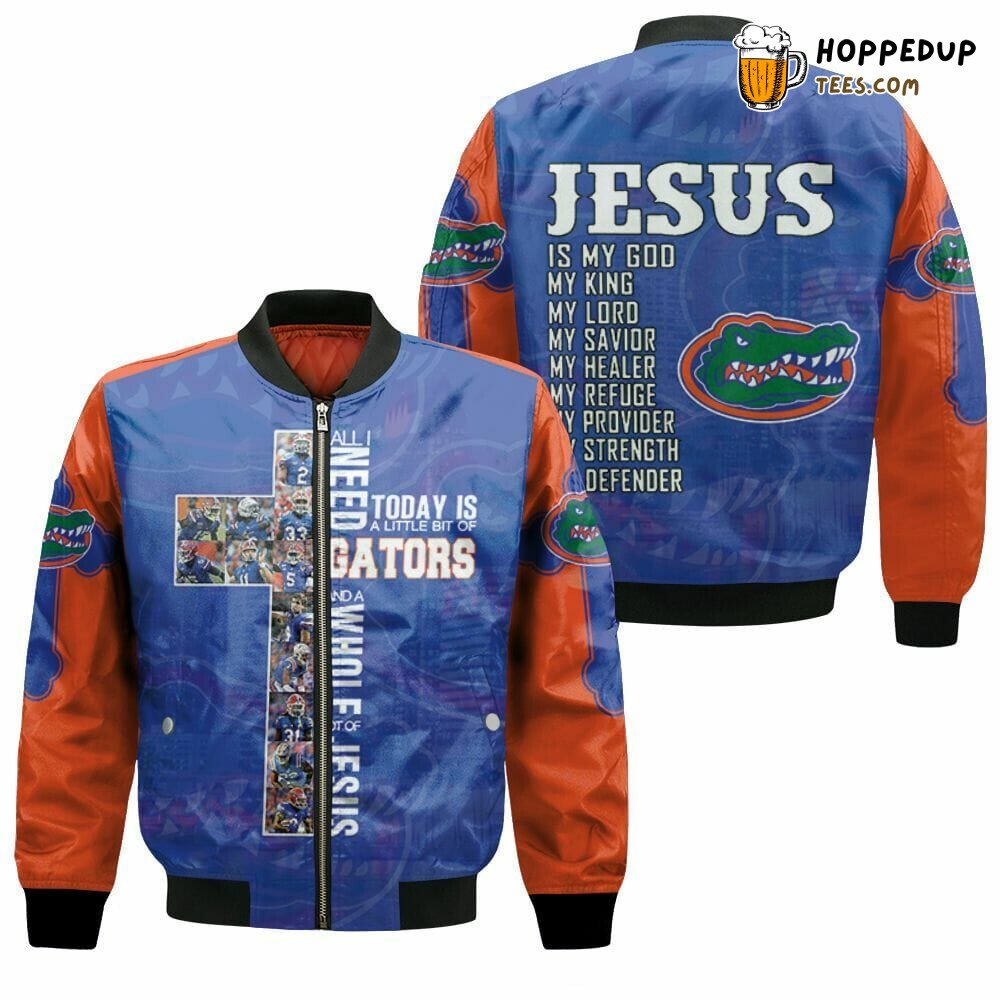 NCAA Florida Gators Jesus Blue Orange Bomber Jacket