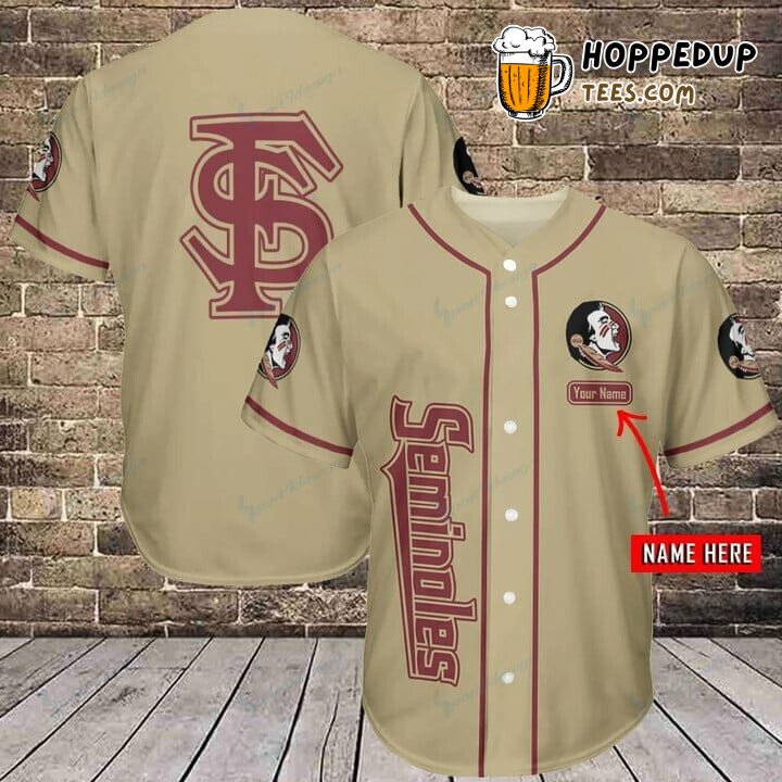 NCAA Florida State Seminoles Custom Name Gold Baseball Jersey Unisex Shirt