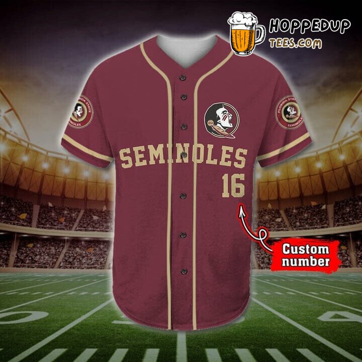 NCAA Florida State Seminoles Custom Name Number Mascot Baseball Jersey Unisex Shirt