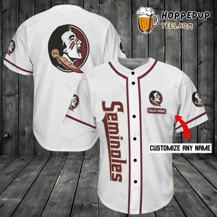 NCAA Florida State Seminoles Custom Name White Baseball Jersey Unisex Shirt
