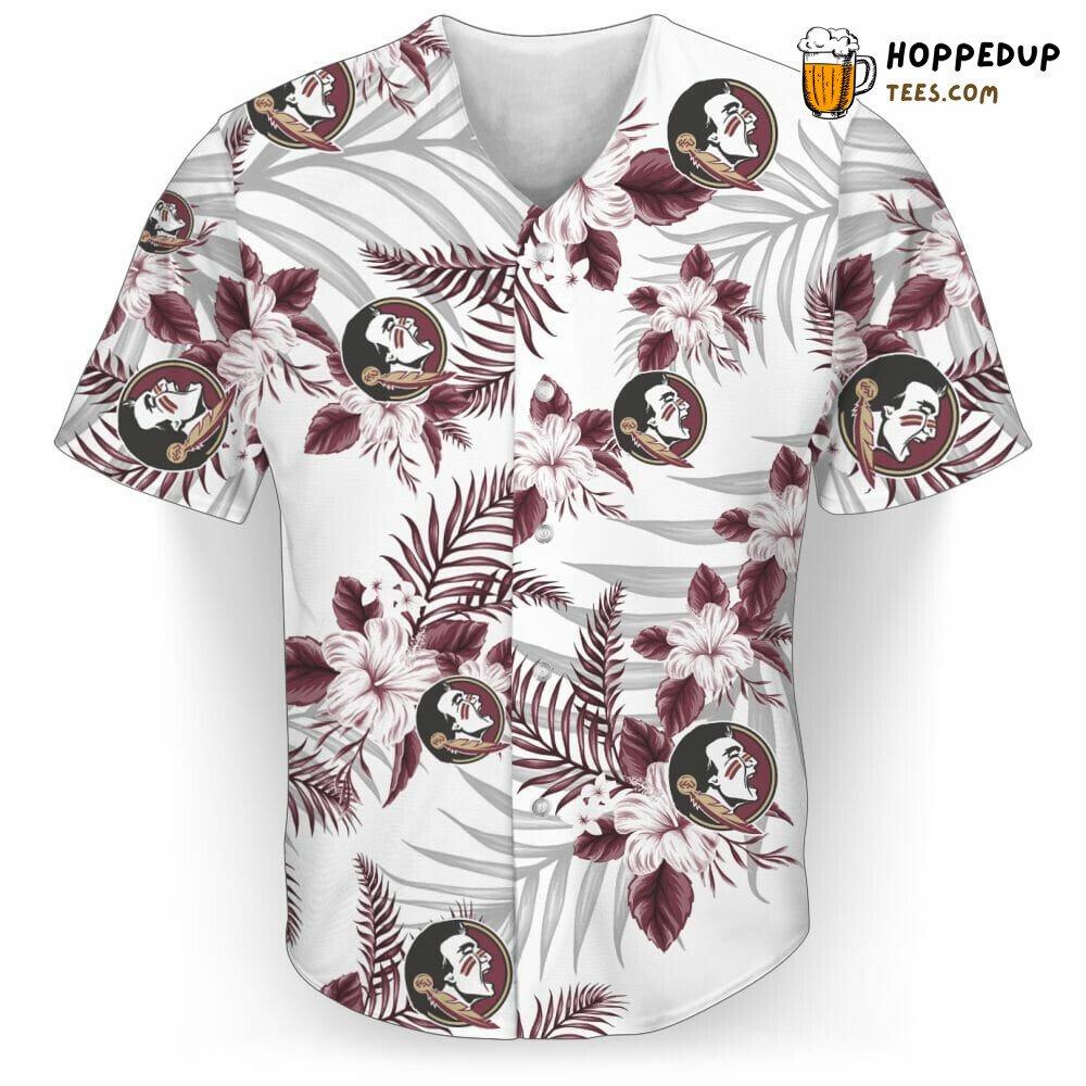 NCAA Florida State Seminoles Flowers White Baseball Jersey Unisex Shirt